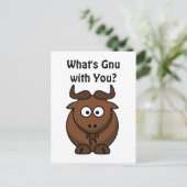 Wat is GNU Funny Buffalo Wat is er Vriend Cartoon Briefkaart (Staand voorkant)