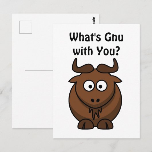 Wat is GNU Funny Buffalo Wat is er Vriend Cartoon Briefkaart (Voorkant / Achterkant)