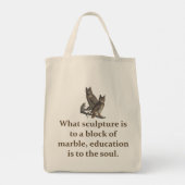 Wat is het beeld van een blok marmer - onderwijs tote bag (Achterkant)