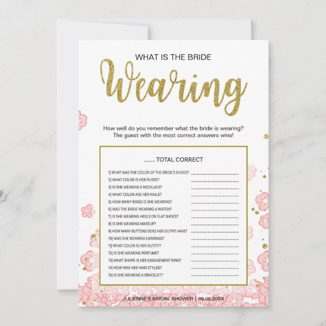 Wat is het Bride Wearing Game | Goud en roze (Voorkant)