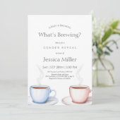 Wat is het brouwen van Tea Cup Gender Reveal Invit Bedankkaart (Staand voorkant)