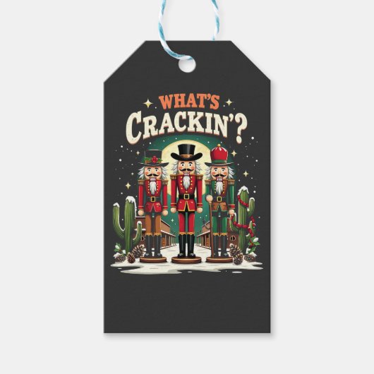Wat is het kraken Notenkraker Cactus Kerst Grappig Cadeaulabel (Voorkant)