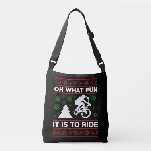 Wat is het leuk om met de fiets kerst te rijden crossbody tas (Voorkant)