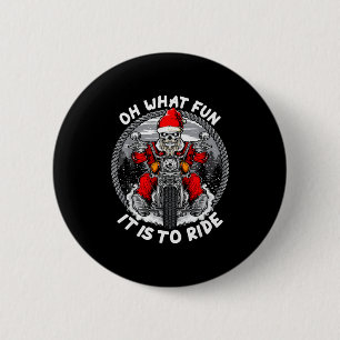 Wat is het leuk om met Kerstman Santa motor te rij Ronde Button 5,7 Cm