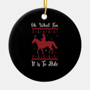 Wat is het leuk om paard te rijden met Kerstmis Keramisch Ornament
