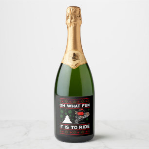 Wat is het leuk om Santa Motocross Dirt Bike te ri Sparkling Wijnetiket
