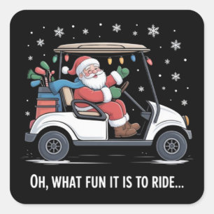 Wat Is Het Leuk Om Santa Te Besturen In Een Golfka Vierkante Sticker