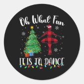 Wat is het leuk om te dansen met kerstdansen ronde sticker (Voorkant)