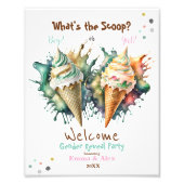 Wat is het Scoop Gender Reveal Party Welkomstbord Foto Afdruk (Voorkant)