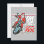 Wat is het toch leuk om op de fiets met de kerstma feestdagenkaart<br><div class="desc">Oh wat leuk is het om Santa te rijden op motorfiets Wenskaart</div>