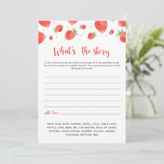 Wat is het verhaal spel, Berry Sweet Baby shower Kaart (Staand voorkant)