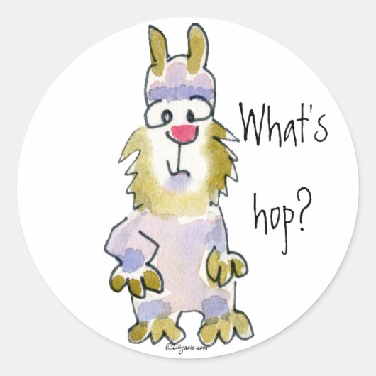 Wat is hop? Cartoon Rabbit Sticker (Voorkant)