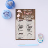 Wat is In Purse AA Cowgirl Baby shower Game Kaart (Enkel)