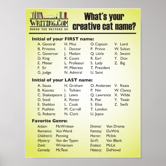 Wat is je creatieve kattennaam? poster (Voorkant)