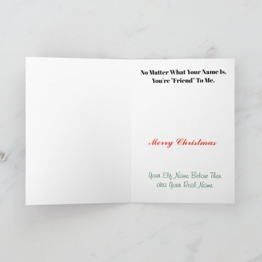 Wat is je elfennaam Kerstkaart om aan te passen! Kaart (Binnen)