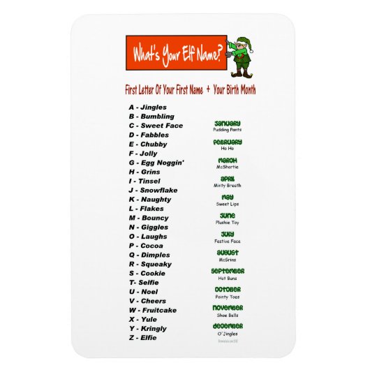 Wat is je elfnaam? Flexibele magneet (Verticaal)
