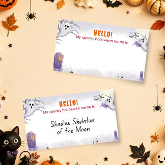 Wat is je enge Halloween-naam? Feestspel Naam Notitiekaartje