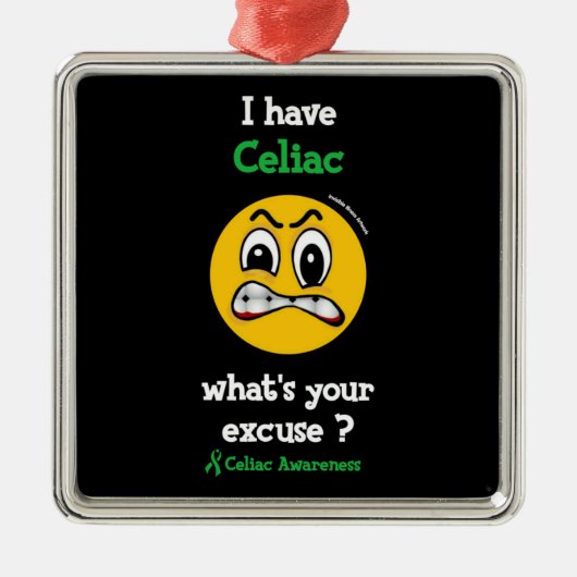 Wat is je excuus...Celiach metaal ornament (Voorkant)