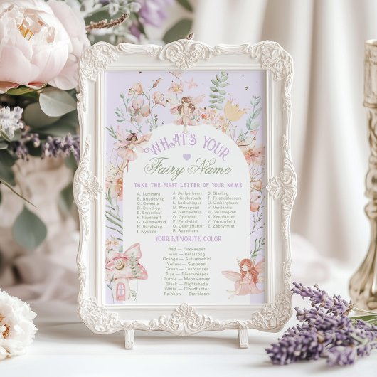 Wat is je feeënnaam Whimsical verjaardagsspel Poster