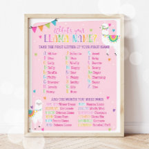 Wat is je Llama Name Party Game Poster?