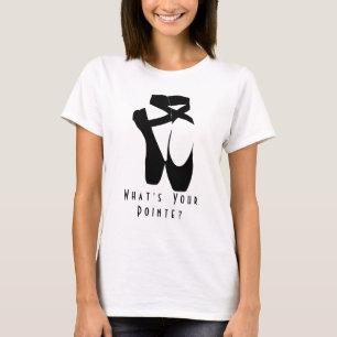 Wat is je pointe? Zwarte balletschoenen en gekleur T-shirt