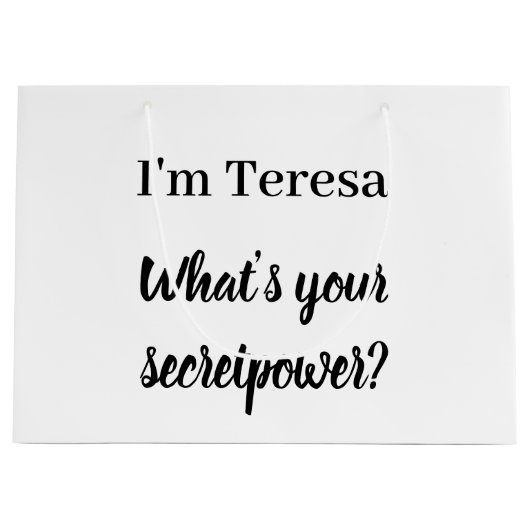 Wat is je superkracht held ontwerp groot cadeauzakje (Voorkant)