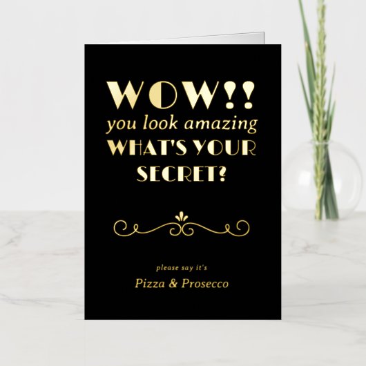 Wat is jouw geheim grappige  Typografisch goud? Folie Wenskaart (Voorkant)