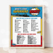 Wat is jouw superheld Name Party game Poster? Poster