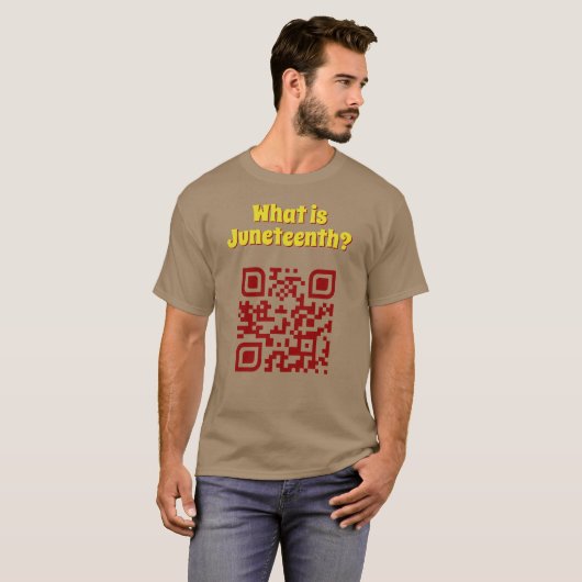 Wat is Juneteenth? QR-code T-Shirt (Voorkant volledig)