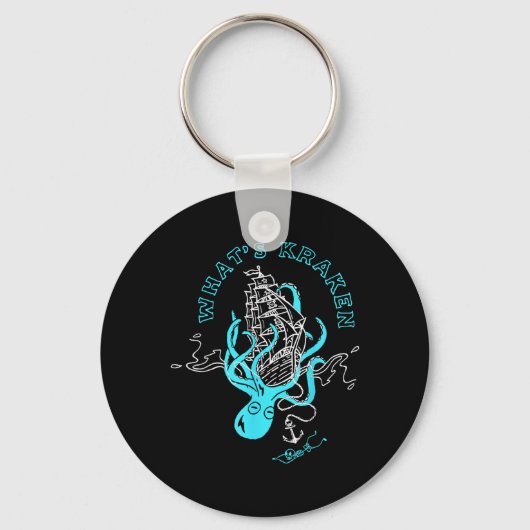 Wat is Kraken Grappige Octopus Zee Monster Grafisc Sleutelhanger (Voorkant)