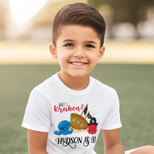 "Wat is Kraken" Octopus Piraat Kinderverjaardag Kinder Shirts