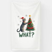 Wat is Leuk Kat die Kerstboom Omverduwt Kat Xma Spandoek (Verticaal)