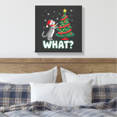 Wat is Leuk Kat Duwt Kerstboom Om Kat Xma Canvas Afdruk (Insitu (Slaapkamer))