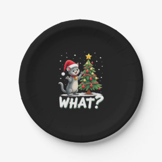 Wat is Leuk Kat Duwt Kerstboom Om Kat Xma Papieren Bordje