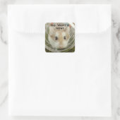 Wat is nieuwe hamster? vierkante sticker (Tas)