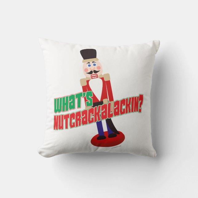 Wat is Nutkrakalackin Nutcracker Funny Cartoon T Kussen (Voorkant)