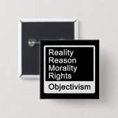 Wat is Objectivism? Knoop Vierkante Button 5,1 Cm (Voorkant /achterkant)