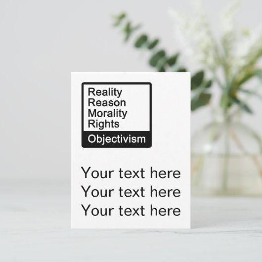 Wat is objectivisme? briefkaart (Staand voorkant)