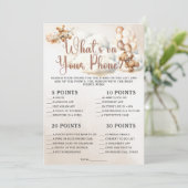 WAT IS OP UW TELEFOON Baby shower Game Schattige B Kaart (Staand voorkant)