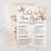 WAT IS OP UW TELEFOON Baby shower Game Schattige B Kaart (Voorkant / Achterkant)