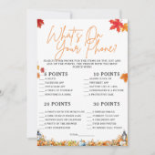 WAT IS OP UW TELEFOON BABY SHOWER SPEL POMPOEN KAART (Voorkant)