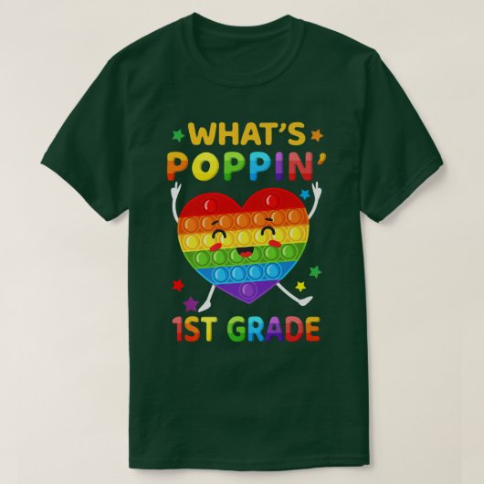 Wat is Poppin 1st graad terug naar school Pop het  T-shirt (Design voorkant)