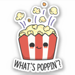 Wat is Poppin Funny Popcorn Pun Sticker