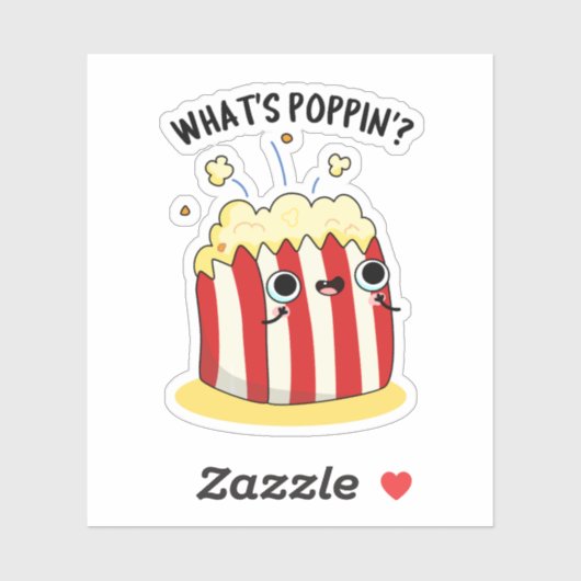 Wat is Poppin Funny Popcorn Pun Sticker (Vel)