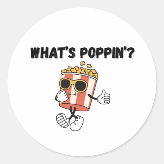 Wat is Poppin’ Popcorn Ronde Sticker (Voorkant)