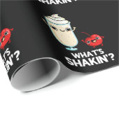 Wat is Shakin Funny Cherry Milkshake Pun Dark BG Cadeaupapier (Rol Hoek)
