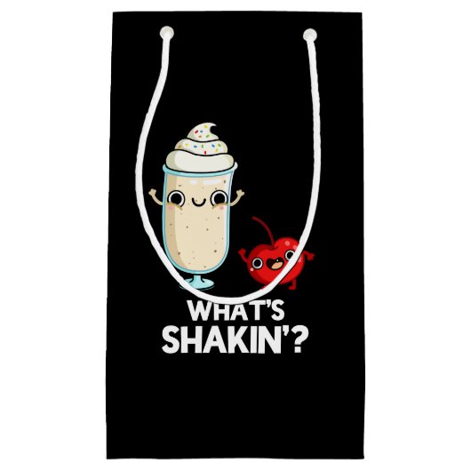 Wat is Shakin Funny Cherry Milkshake Pun Dark BG Klein Cadeauzakje (Voorkant)