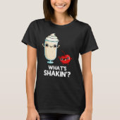 Wat is Shakin Funny Cherry Milkshake Pun Dark BG T-shirt (Voorkant)