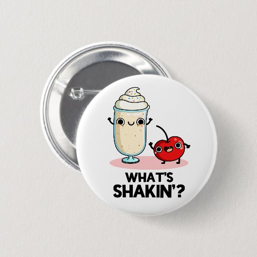 Wat is Shakin Funny Cherry Milkshake Pun Ronde Button 5,7 Cm (Voorkant /achterkant)