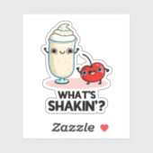 Wat is Shakin Funny Cherry Milkshake Pun Sticker (Vel)